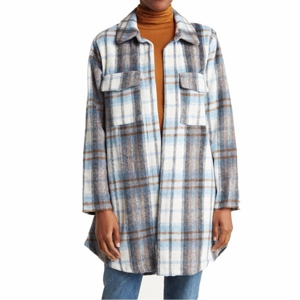 MELLODAY | NWT Plus Size Plaid Utility Shirt Jacket Shacket